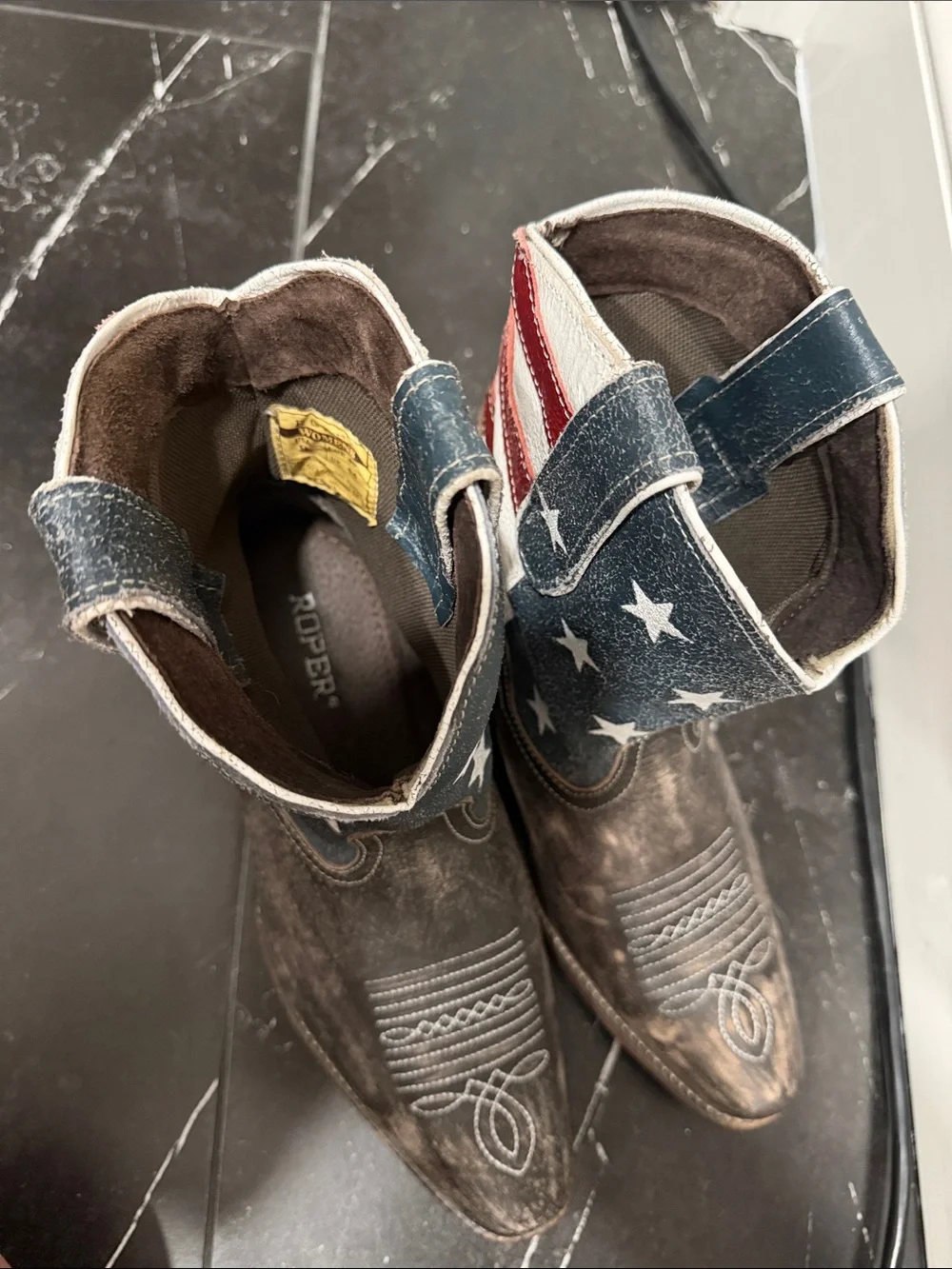 Roper American Beauty Flag Shorty Cowboy Boots | Women’s Size 9 | Leather Wester